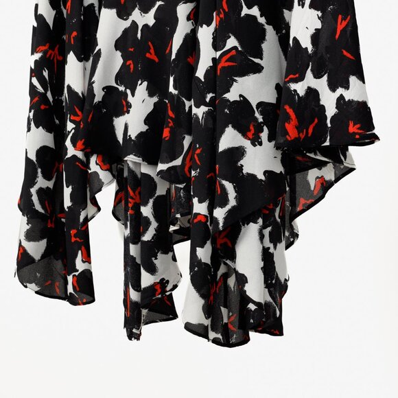 A.L.C. White & Black Bias Silk Painted Floral Skirt - Picture 7 of 11